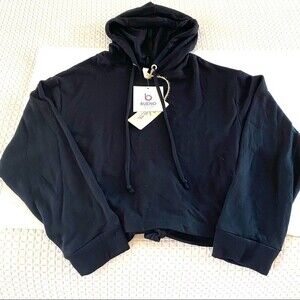 Women's Bueno Hoodie Sweatshirt Tie-Up Black Size S NWT